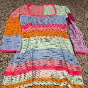 Colorful Striped Crochet Dress